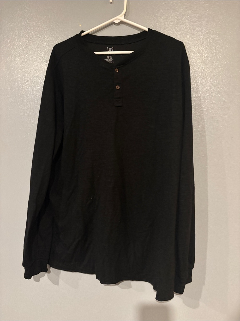 George Black Long-Sleeve Henley Shirt